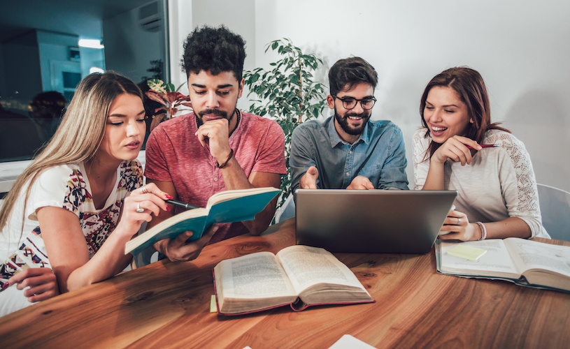 Students studying together
